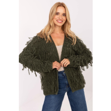 FiatalDivat Rövid kardigán pulóver rojtokkal, 30821-es modell, khaki színben