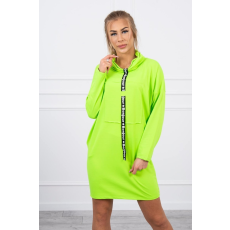 FiatalDivat Ruha zsebekkel és nyakkendő alakú csíkkal modell 0153 neon zöld