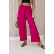 FiatalDivat Széles nadrág derékban megkötős, 5878-as modell, fukszia