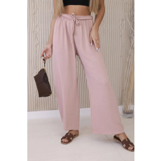 FiatalDivat Széles nadrág derékban megkötős, 5878-as modell, régi rózsaszín