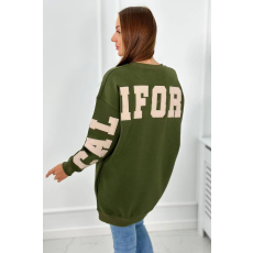 FiatalDivat Szigetelt pulóver California model 9592 színes khaki felirattal