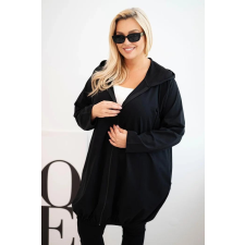 FiatalDivat Túlméretezett cipzáros kapucnis pulóver, 6366-os modell, fekete női pulóver, kardigán