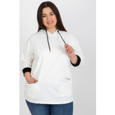 FiatalDivat Túlméretezett kapucnis pulóver zsebekkel, 24154-es modell, ekrü színben női pulóver, kardigán