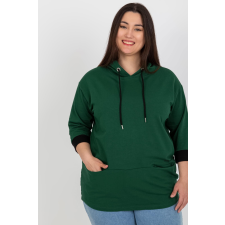 FiatalDivat Túlméretezett kapucnis pulóver zsebekkel, 24154-es modell, sötétzöld női pulóver, kardigán