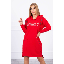 FiatalDivat Unlimited ruha zsebekkel és cipzárral modell 9190 piros női ruha