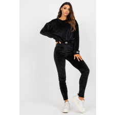 FiatalDivat Velúr tréningruha szett leggings 18306 modell fekete női edzőruha