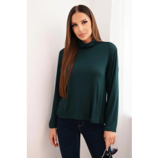 FiatalDivat Viskóz garbós, hosszú ujjú blúz IT110 modell sötétzöld színben