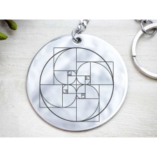 Fibonacci kerek acél medálos kulcstartó kulcstartó