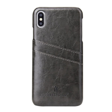 FIERRE SHANN műanyag telefonvédő (bőr hatású hátlap, bankkártya tartó) FEKETE Apple iPhone XS Max 6.5 tok és táska