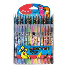  Filctoll és színes ceruza készlet, MAPED &quot;Color&#039;Peps Monster&quot; 12+15 különböző szín színes ceruza