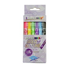 Filctoll készlet, 1-2 mm, metál arany, WEDO, 6 különböző színű kontúrral filctoll, marker
