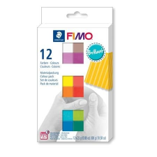 FIMO Gyurma, készlet, 12x25 g, égethető, FIMO "Soft Brillant", 12 különböző szín gyurma