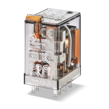  Finder 55.32.8.200.0040 Miniatűr ipari relé 2 váltóérintkező (CO) AgNi, 200V AC (50/60 Hz) vezerlőfeszültség, 10A folytonos áram, foglalatba dugaszolható - zárható teszt nyomógomb + mechanikus állapotjelzés villanyszerelés