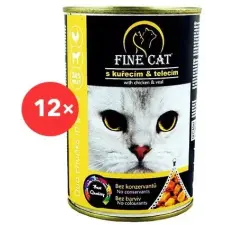 Fine Cat macska konzerv, csirke és borjúhús, 12 × 415 g macskaeledel