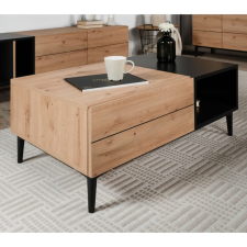 FINORI Nola 55A kézműves tölgyszínű és fekete dohányzóasztal bútor