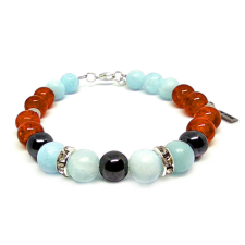  Fire and Ice – Hegyikristály, hematit és jade ásvány karkötő több méretben, ajándékdobozban karkötő