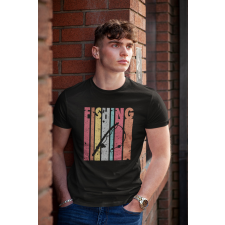  Fishing color férfi fekete póló egyedi ajándék