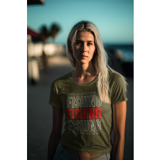  FISHING női military póló egyedi ajándék