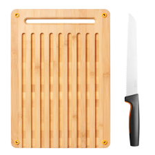 FISKARS Functional Form bambusz vágódeszka és kenyérvágó kés konyhai eszköz