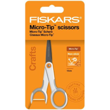 FISKARS Olló, általános, tapadásmentes, 13 cm, FISKARS "MicroTip Titanium", fehér olló