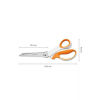 FISKARS Olló, cikkcakk, 24,2 cm, FISKARS "SoftGrip™", fehér/narancssárga