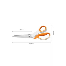 FISKARS Olló, cikkcakk, 24,2 cm, FISKARS "SoftGrip™", fehér/narancssárga olló