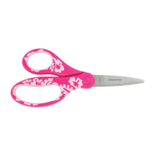 FISKARS Olló, iskolai, 15 cm, "Softgrip", rózsaszín, virág motívummal iskolai kiegészítő