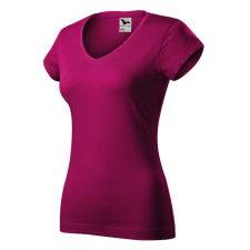 Fit V-neck póló női fukszia L női póló