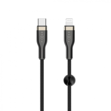 Fixed Braided Cable USB-C/Lightning, 1,2m, black kábel és adapter