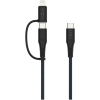Fixed Cable USB-C to USB-C + Lightning - PD, 2m, MFi, 60W, szürke (FIXDB-CCL2-GR)