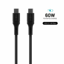 Fixed Liquid Silicone Cable USB-C/USB-C, 0,5m, 60W, black kábel és adapter