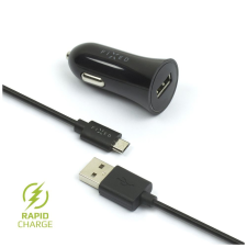 Fixed USB-A autós töltő 12W + USB-A - microUSB kábel fekete (FIXCC-UM-BK) mobiltelefon kellék