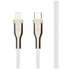 Fixed USB-C / Lightning Fonott kábel 2m - Fehér kábel és adapter