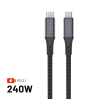 Fixed USB-C/USB-C adat- és töltőkábel FIXDBP-CC12-GR fonott szövet borítás, USB4 gen2 20Gbps 4K 60Hz max 240W 1,2m, szürke