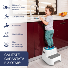 FizioTab , Gyerek fellépő, 2 lépcsős, csúszásmentes felület, szürke / fehér bababiztonság