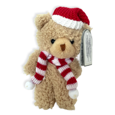 Flair Toys Barna plüss maci kulcstartó Mikulás sapkában 12cm kulcstartó