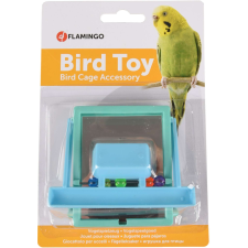 Flamingo FGO 143615 madárjáték tükrös etető állókával és gyöngyökkel 10 cm játék madaraknak
