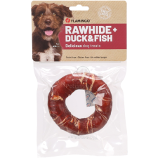  Flamingo R'Hide jutalomfalat gyűrű - kacsa, tőkehal 90 g - ∅ 10 cm jutalomfalat kutyáknak