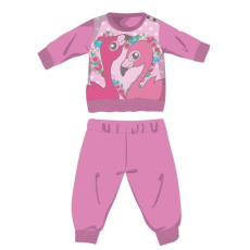  Flamingó téli pamut baba pizsama - interlock pizsama - rózsaszín - 80