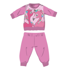  Flamingó téli pamut baba pizsama - interlock pizsama - rózsaszín - 86