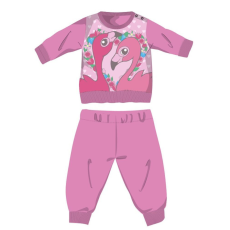  Flamingó téli pamut baba pizsama - interlock pizsama - rózsaszín - 86