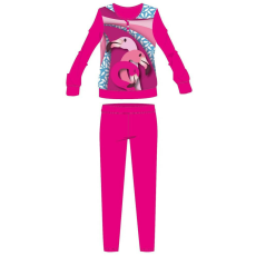  Flamingó téli pamut gyerek pizsama - interlock pizsama - virág mintával - pink - 116