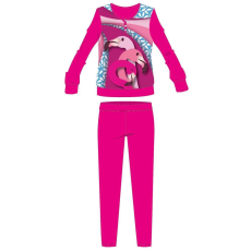  Flamingó téli pamut gyerek pizsama - interlock pizsama - virág mintával - pink - 122