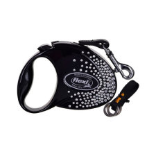 Flexi automata kutyapóráz Glam Splash Crystal S szalag 3m fekete nyakörv, póráz, hám kutyáknak