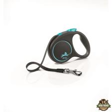 Flexi Black Design szalagos automata póráz S 5m 15kg-ig kék nyakörv, póráz, hám kutyáknak