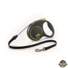 Flexi Black Design zsinóros automata póráz M 5m 20kg-ig zöld nyakörv, póráz, hám kutyáknak