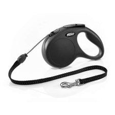 Flexi Classic kötélpóráz - M, 20 kg-ig, 5 m, fekete nyakörv, póráz, hám kutyáknak