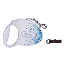 Flexi Glam Splash M/5m Csévélő szalagos kutyapóráz - Kék/Fehér (FL-2212) nyakörv, póráz, hám kutyáknak