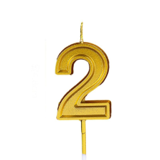 Flippy 2. számú torta gyertya, KeepHome, 4,8 cm, évforduló, arany party kellék