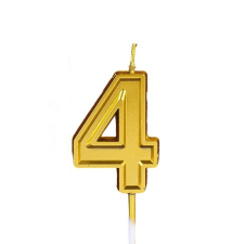Flippy 4-es számú torta gyertya, KeepHome, 4,8 cm, születésnap, arany party kellék